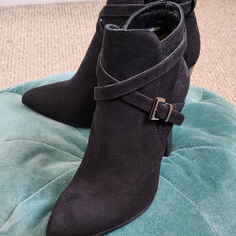 Barneys New York Black Suede Ankle Booties,Size 8,NWOT